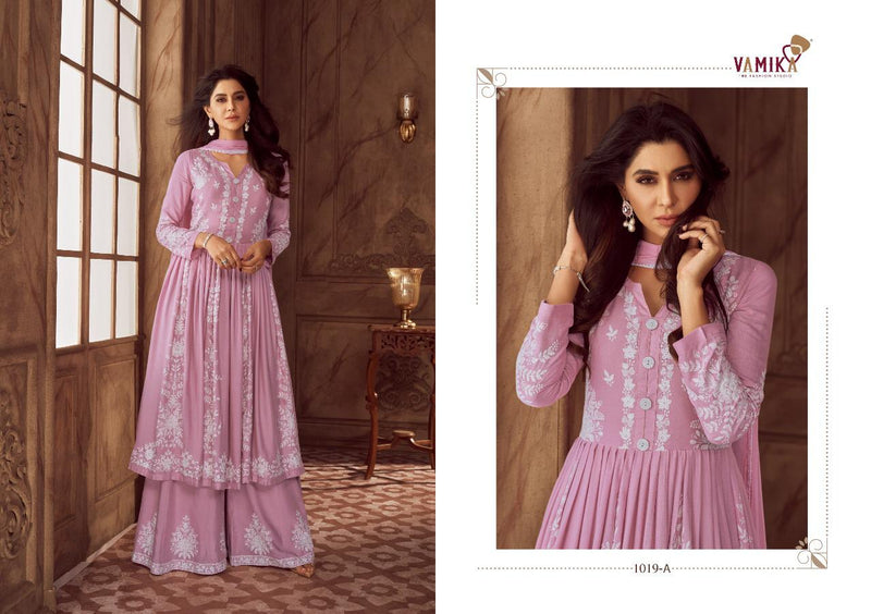 Vamika Lakhnawi Vol 4 Silver Rayon With Heavy Embroidery Work Stylish Designer Festive Wear Fancy Kurti