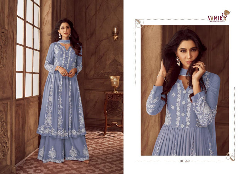 Vamika Lakhnawi Vol 4 Silver Rayon With Heavy Embroidery Work Stylish Designer Festive Wear Fancy Kurti