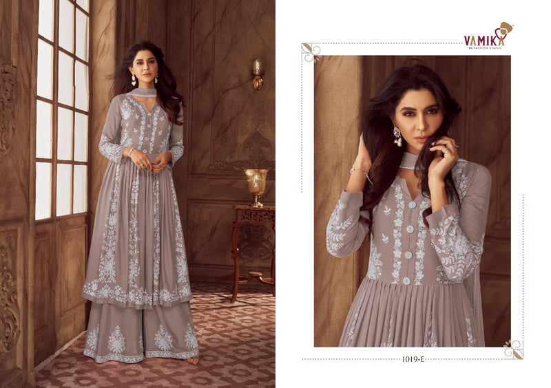 Vamika Lakhnawi Vol 4 Silver Rayon With Heavy Embroidery Work Stylish Designer Festive Wear Fancy Kurti