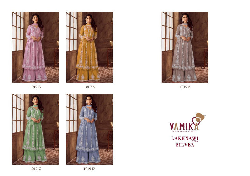Vamika Lakhnawi Vol 4 Silver Rayon With Heavy Embroidery Work Stylish Designer Festive Wear Fancy Kurti
