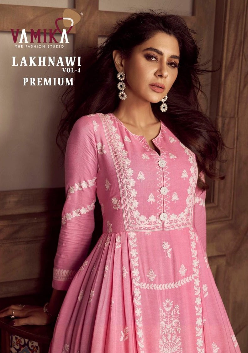 Vamika Lakhnawi Vol 4 Premium Heavy Rayon Designer Kurti Collection