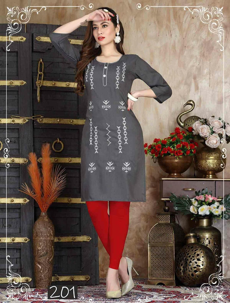 Riya Lara Cotton Slub Fancy Daily Wear Kurtis