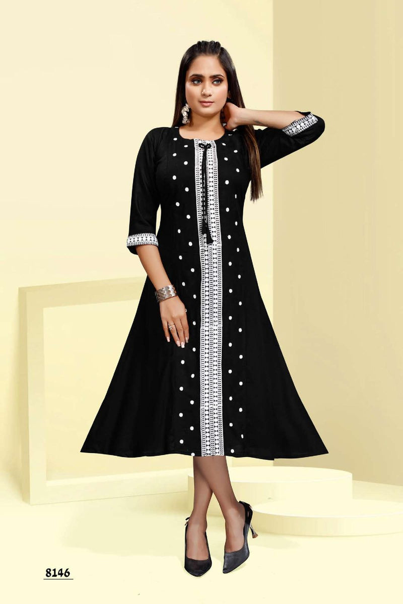 Mf Lata Dno 8146 Rayon With Hwavy embroidery Work Stylish Designer Party Wear Kurti