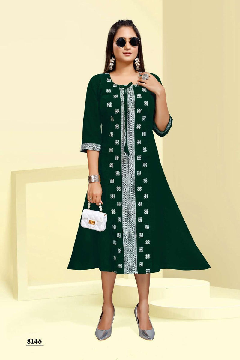 Mf Lata Dno 8146 Rayon With Hwavy embroidery Work Stylish Designer Party Wear Kurti