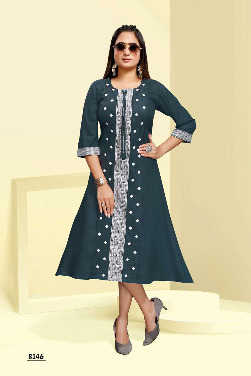 Mf Lata Dno 8146 Rayon With Hwavy embroidery Work Stylish Designer Party Wear Kurti