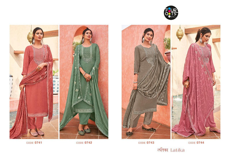 Four Dots Latika Natural Crepe Fancy Festive Wear Salwar Kameez