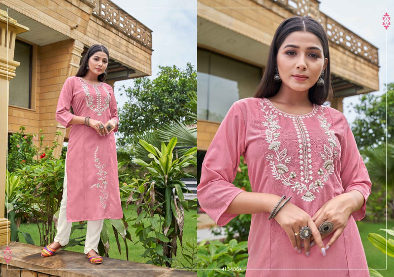 Kalaroop Lava Rayon With Heavy Embroidery Work Stylish Designer Fancy Festive Wear Kurti