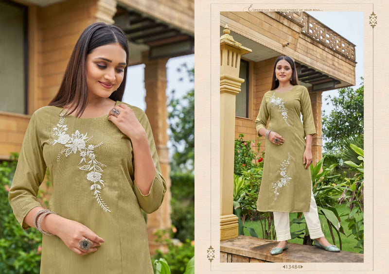 Kalaroop Lava Rayon With Heavy Embroidery Work Stylish Designer Fancy Festive Wear Kurti