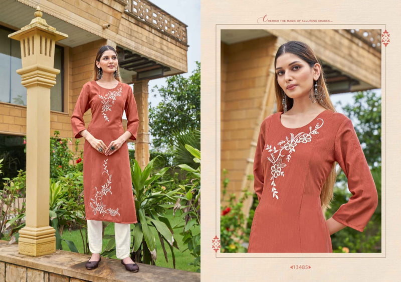 Kalaroop Lava Rayon With Heavy Embroidery Work Stylish Designer Fancy Festive Wear Kurti