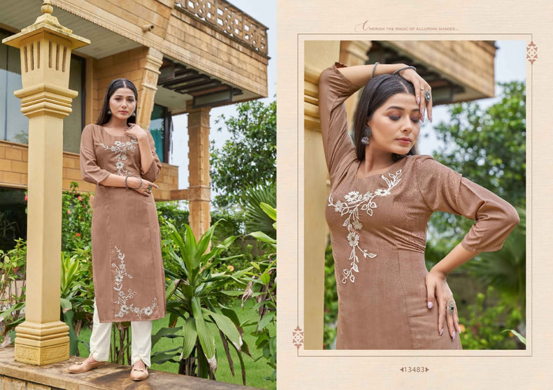 Kalaroop Lava Rayon With Heavy Embroidery Work Stylish Designer Fancy Festive Wear Kurti