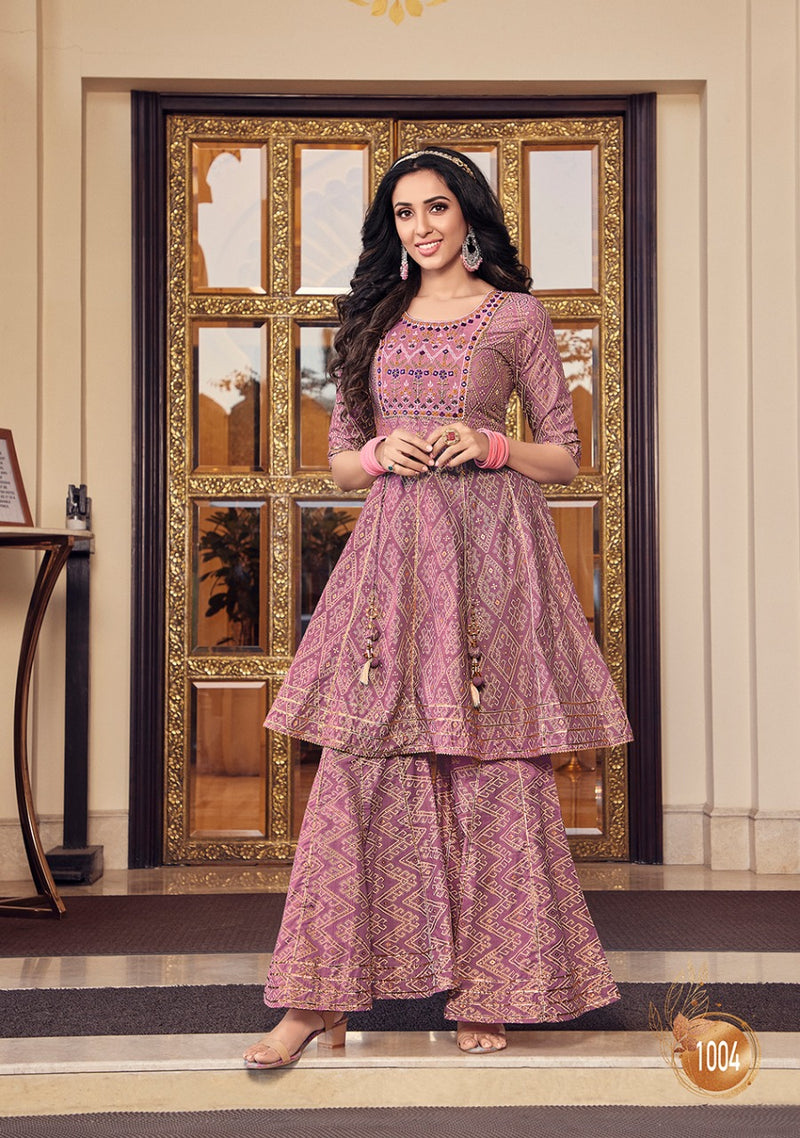 Kajal Style Lavish Vol 1 Cotton Fancy Flair Party Wear Kurtis With Flair Sharara