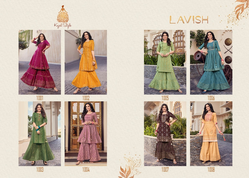 Kajal Style Lavish Vol 1 Cotton Fancy Flair Party Wear Kurtis With Flair Sharara