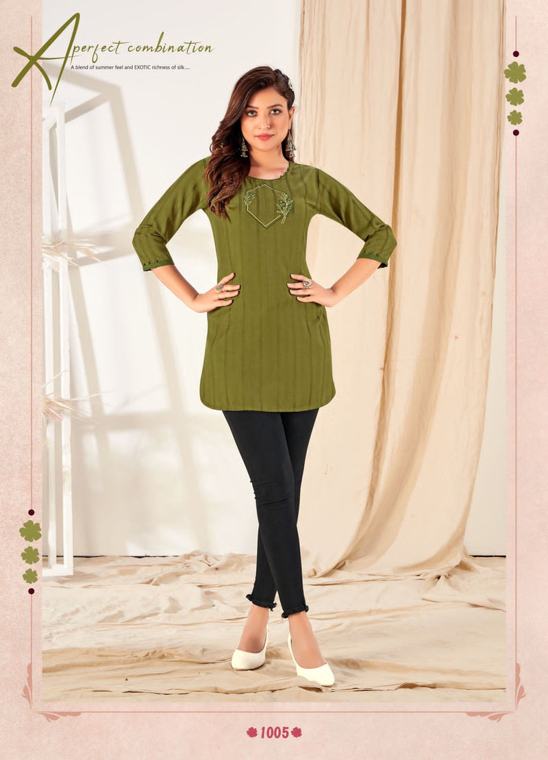 Ladyview Leelee Rayon Fancy Stylish Short Wester Wear Kurtis