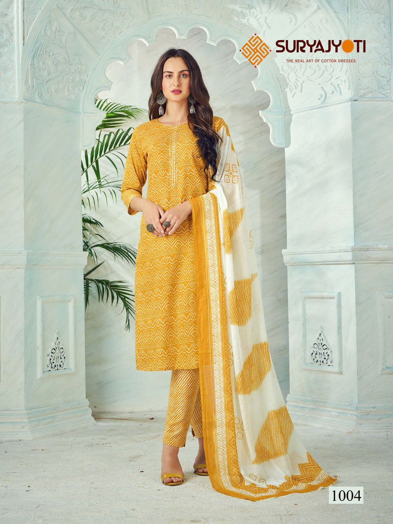 Suryajyoti Dno 1001 To 1005 Cambric Cotton Printed Work Stylish Designer Casual Look Kurti