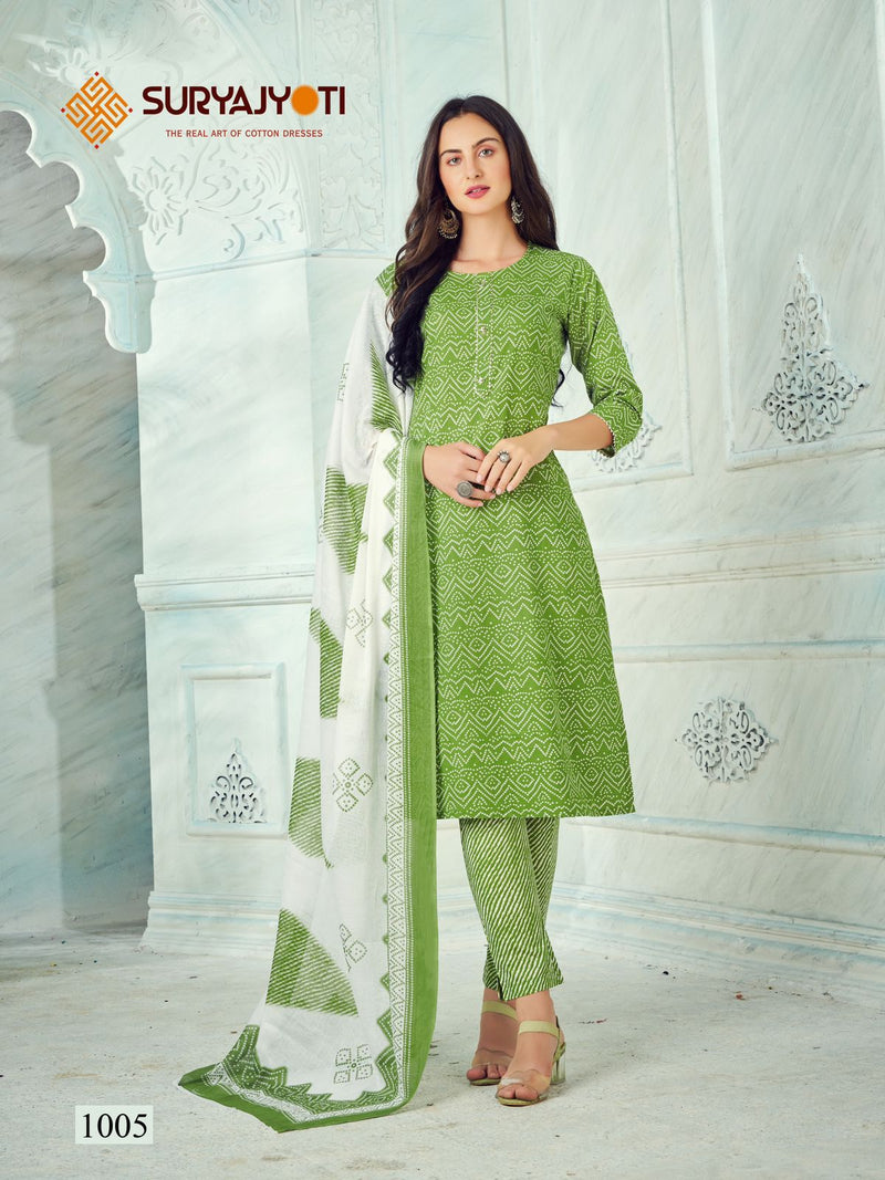 Suryajyoti Dno 1001 To 1005 Cambric Cotton Printed Work Stylish Designer Casual Look Kurti