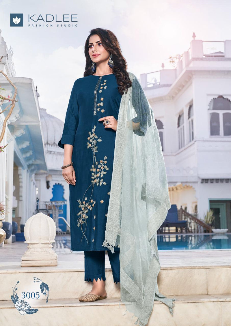 Kadlee Fashion Lemon Viscose Silk  Designer Party Wear Kurtis With Set Of Dupatta & Bottom