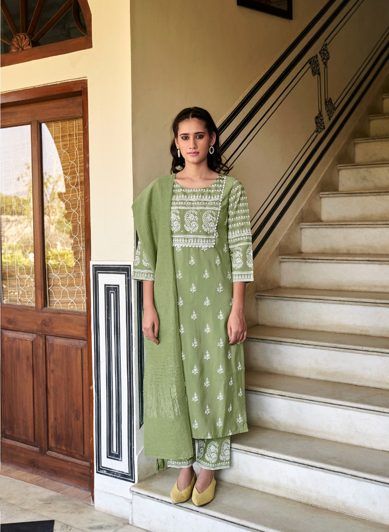 Four Buttons Lemon Vol 5 Modal Chanderi Silk Fancy Party Wear Kurtis With Bottom & Dupatta