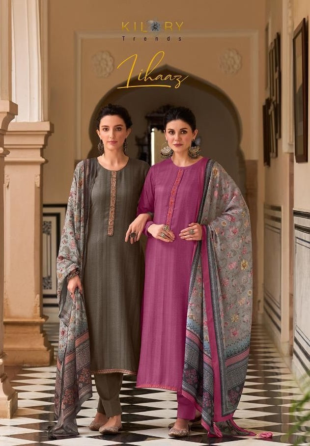 Kilory Trends Lihaaz Pashmina With Fancy Printed Work Stylish Designer Casual Look Salwar Kameez