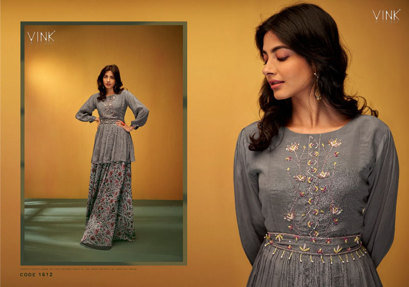 Vink Lilac Viscose With Fancy Work Stylish Designer Festive Wear Casual Look Long Kurti