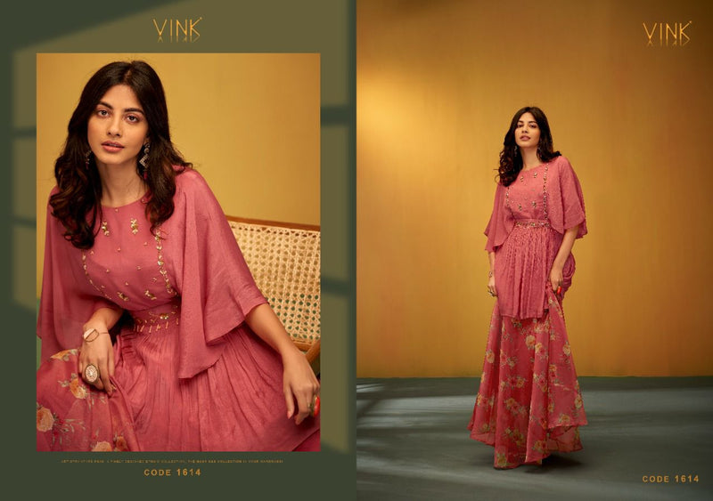 Vink Lilac Viscose With Fancy Work Stylish Designer Festive Wear Casual Look Long Kurti
