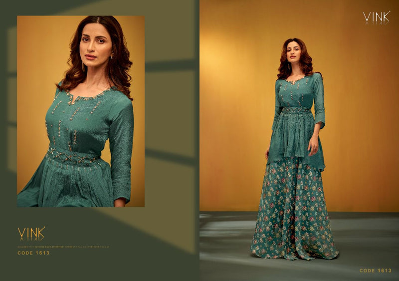 Vink Lilac Viscose With Fancy Work Stylish Designer Festive Wear Casual Look Long Kurti