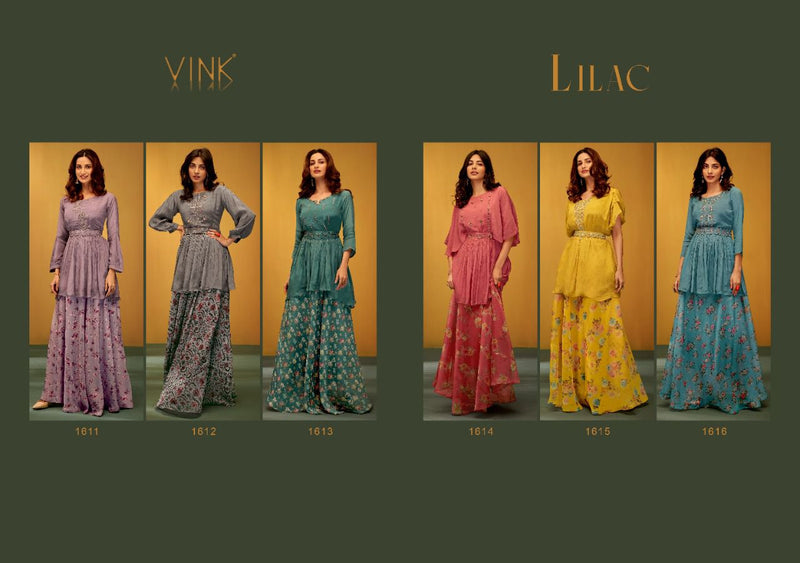 Vink Lilac Viscose With Fancy Work Stylish Designer Festive Wear Casual Look Long Kurti