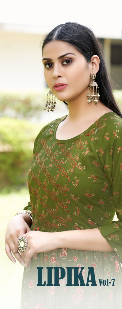 MF Lipika Vol 7 Rayon Thread Work Fancy Frock Style Party Wear Kurtis
