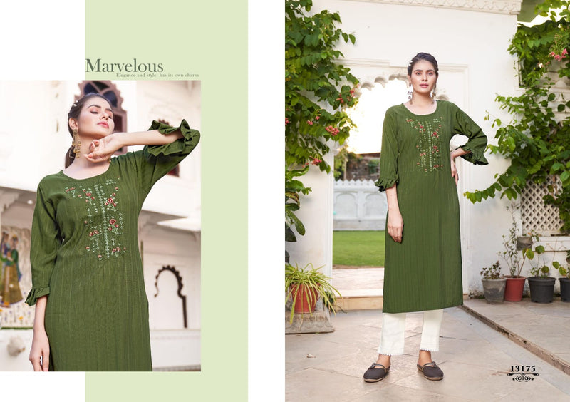 Kalaroop Kajree Fashion Liptop Rayon Festive Wear Kurtis With Fancy Embroidery