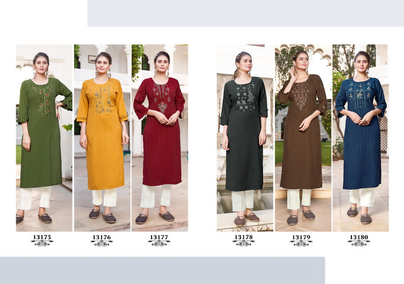 Kalaroop Kajree Fashion Liptop Rayon Festive Wear Kurtis With Fancy Embroidery