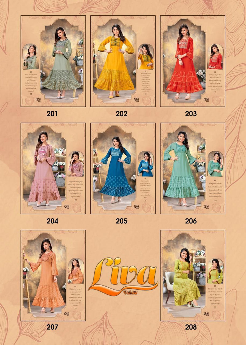 Fashion Talk Liva Vol 2 Rayon Fancy Designer Gown Style Party Wear Kurtis