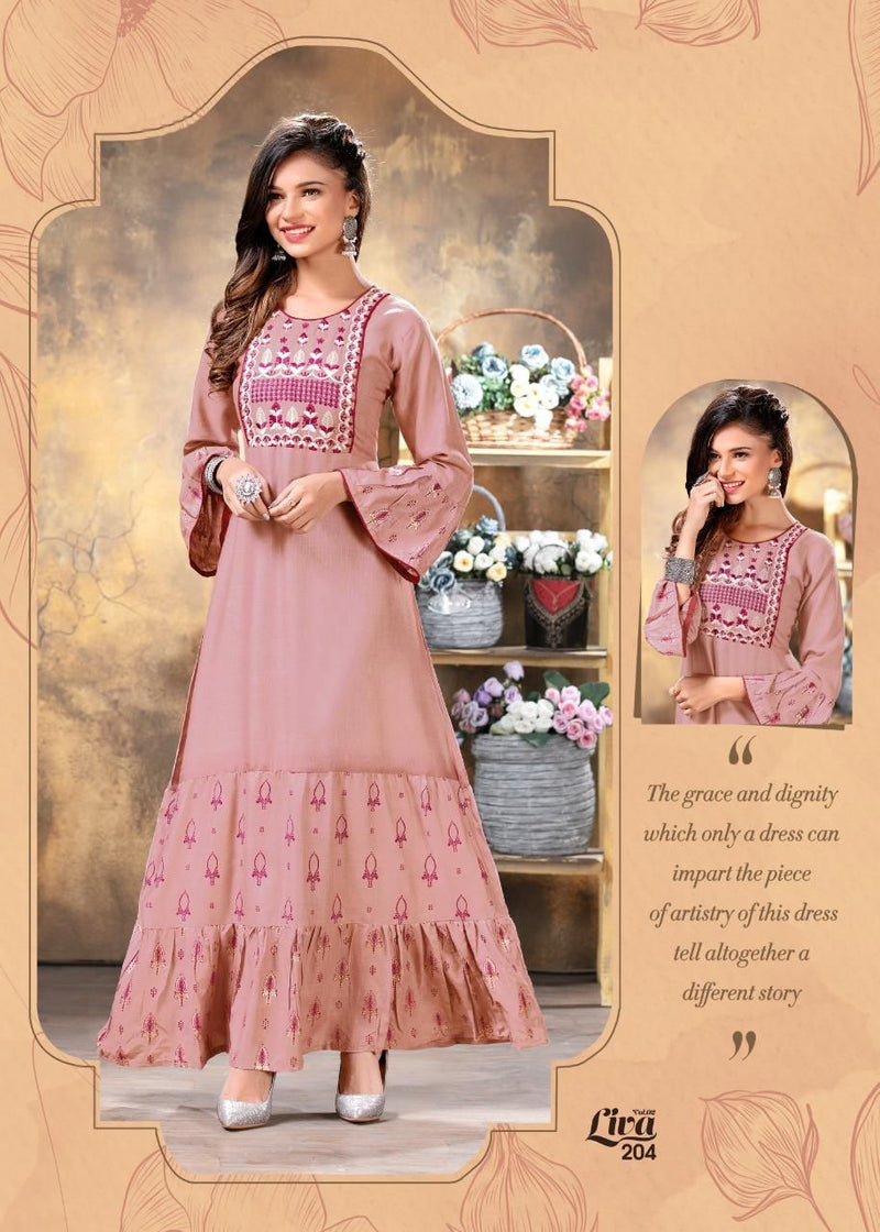 Fashion Talk Liva Vol 2 Rayon Fancy Designer Gown Style Party Wear Kurtis