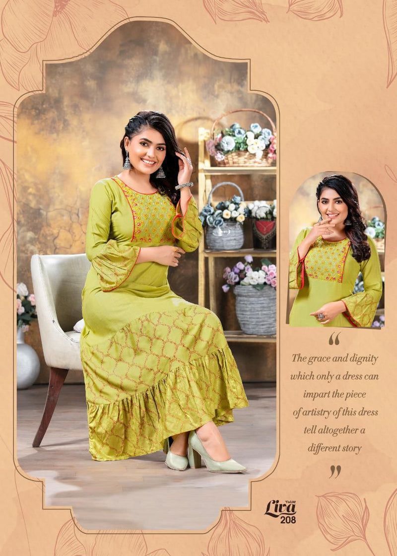 Fashion Talk Liva Vol 2 Rayon Fancy Designer Gown Style Party Wear Kurtis