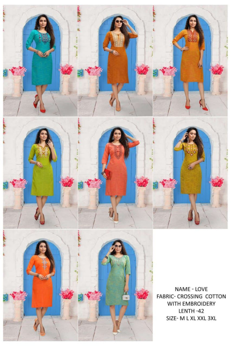 MF Love Cotton Fancy Designer Daily Wear Kurtis