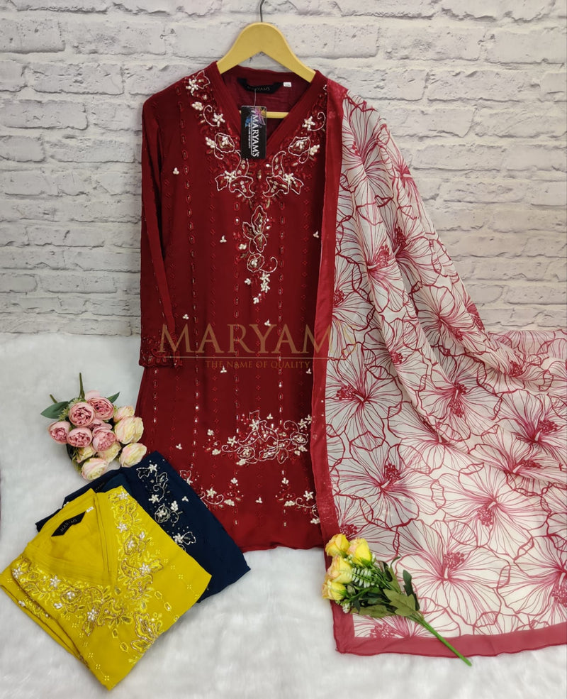 Maryams Lpc 83 Georgette With Fancy Embroidery Work Stylish Designer Party Wear Pret Kurti