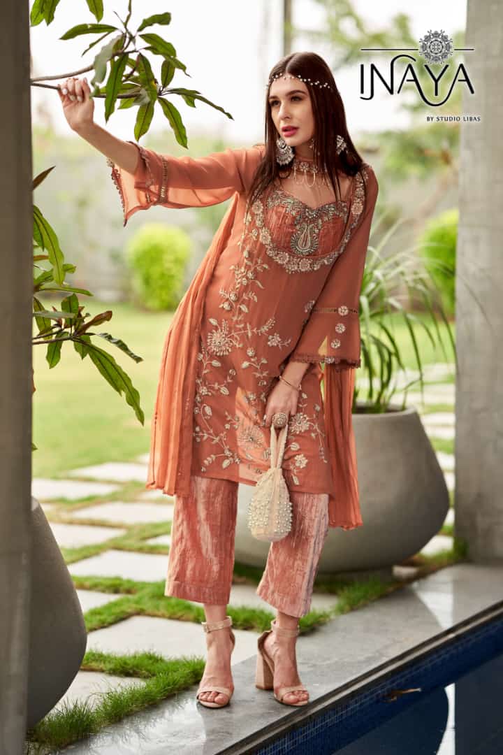 Inaya Studio Luxurious Georgette With Heavy Beautiful Work Stylish Designer Party Wear Kurti
