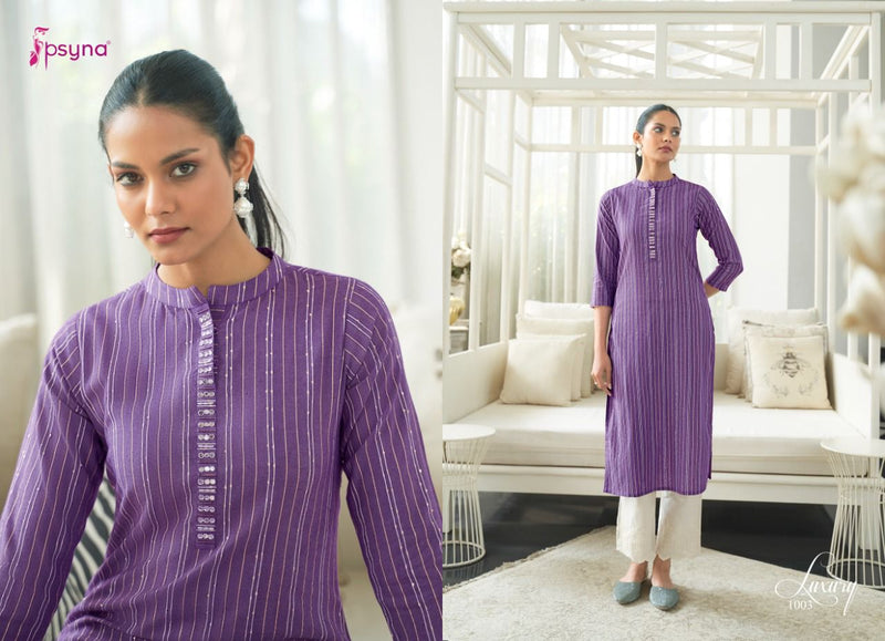 Psyna Luxury Cotton Fancy Cotton Festive Wear Kurtis With Handwork
