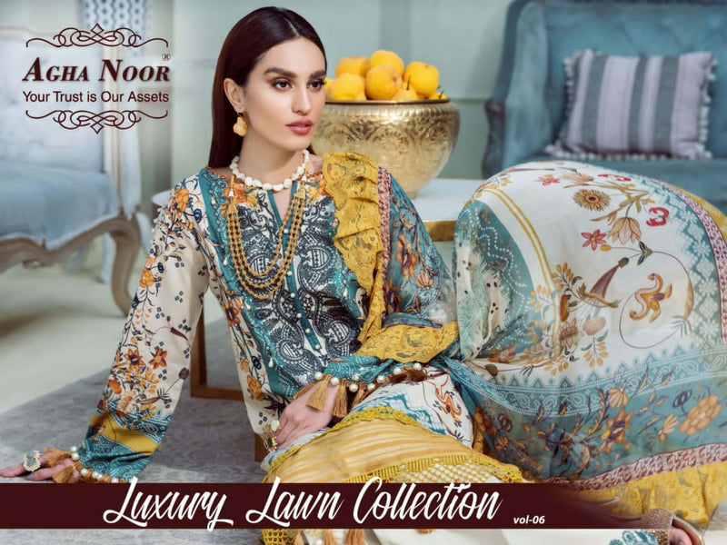 Agha Noor Luxury Lawn Collection Vol 6 Lawn Cotton Pakistani Style Festive Wear Salwar Suits