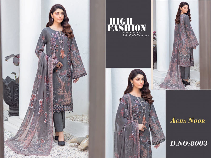 Agha Noor Luxury Lawn Collection Vol 8 Pure Cotton With Beautiful Work Stylish Designer Salwar Kameez