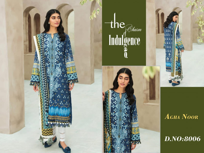 Agha Noor Luxury Lawn Collection Vol 8 Pure Cotton With Beautiful Work Stylish Designer Salwar Kameez