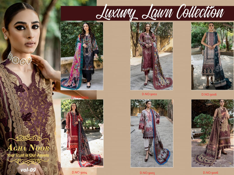 Agha Noor Luxury Law Collection Vol 9 Lawn Cotton Printed Designer Salwar Kameez
