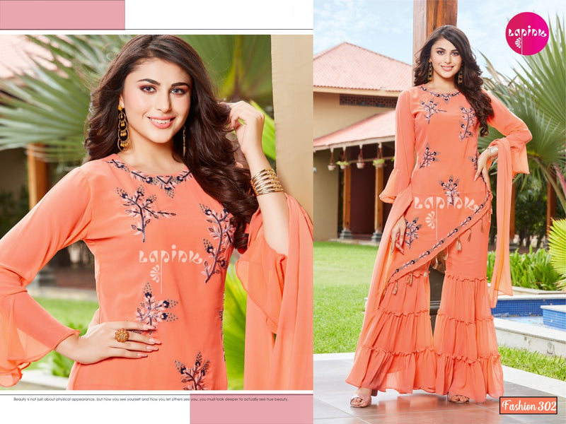La Pink Fashion Vol 3 Silk And Georgette Designer Partywear Kurti Collection