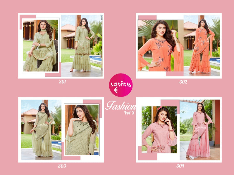 La Pink Fashion Vol 3 Silk And Georgette Designer Partywear Kurti Collection