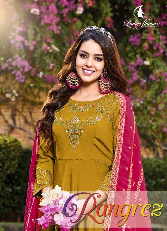 Ladies Flavour Rangrez Pure Silk Embroidery Work Khatli Work Kurti