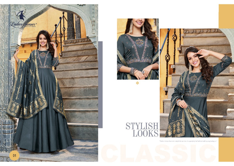Ladies Flavour Rangrez Pure Silk Embroidery Work Khatli Work Kurti