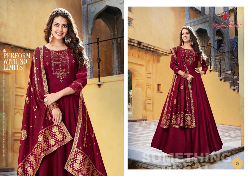 Ladies Flavour Rangrez Pure Silk Embroidery Work Khatli Work Kurti