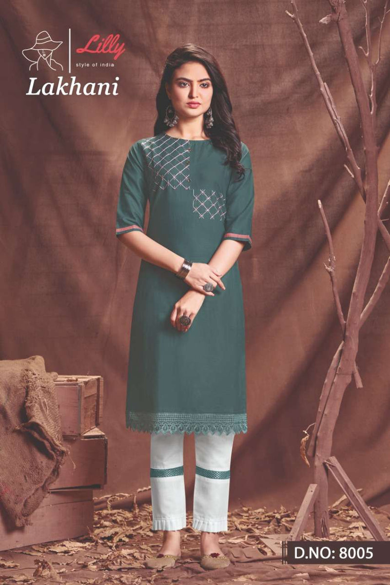 Lakshmi By Lilly Viscose Cotton With Embroidery Work Fancy Kurti