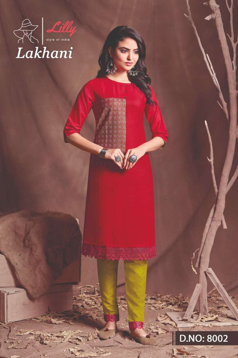 Lakshmi By Lilly Viscose Cotton With Embroidery Work Fancy Kurti