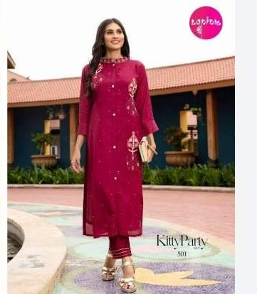 Lapink Kitty Party Vol 5 Muslin Chanderi Kurti