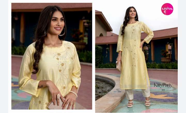 Lapink Kitty Party Vol 5 Muslin Chanderi Kurti