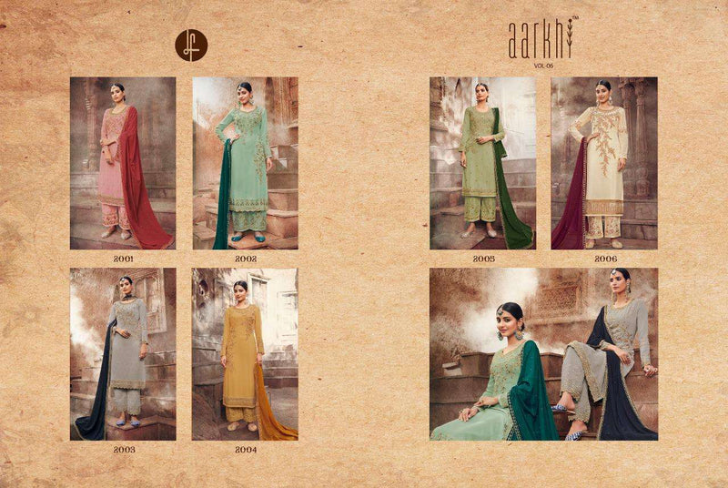 Leo Fashion Launch By Aarkha Vol 6 Georgette With Fancy Embroidery Work Exclusive Casual Wear Salwar Suits